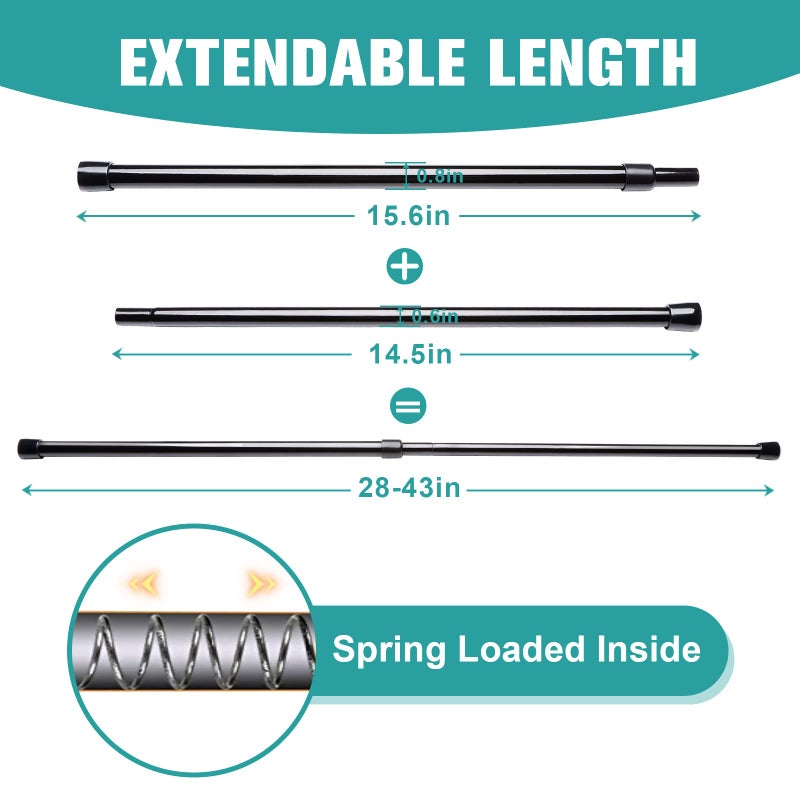 Blu-Pier Tech Tension Rod 24 to 39 inch, 2Pcs Black Tension Rod, Spring Tension Rod No Drilling Adjustable Curtain Rod for Window, Kitchen, Closet, Doorway, Bathroom - Image 5